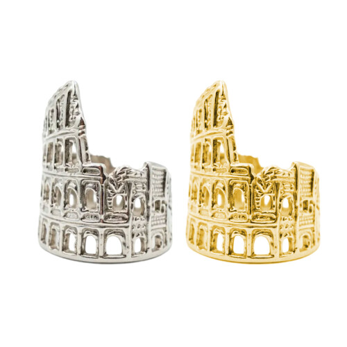 Handcrafted Alloy Roman Colosseums Ring With Adjustable-Silver 1