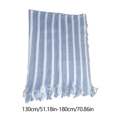 Knitted striped blanket for bed or sofa 1