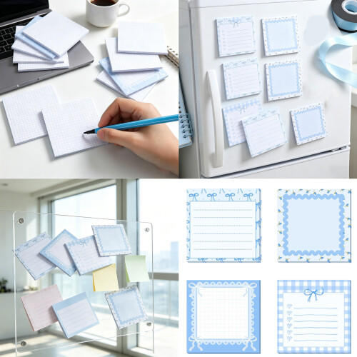 4Pcs Bowtie Print Shape Notepads 30 Sheets Each Reminder-blue 2