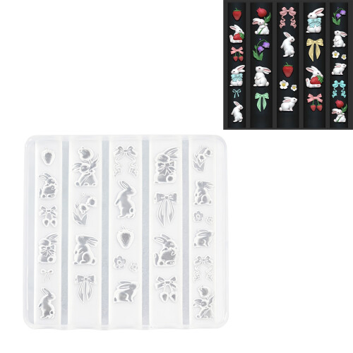 DIY 3D Embossed Nail Art Kit With Rabbit Strawberry Patterns 1