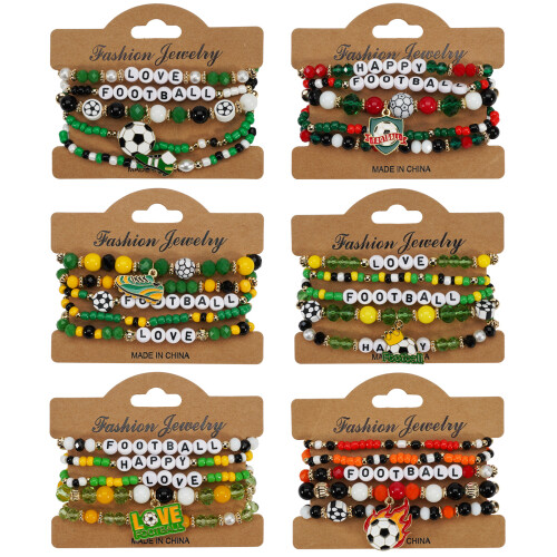Stackable Wristband Football Theme Beaded Bracelet-Section 1 1