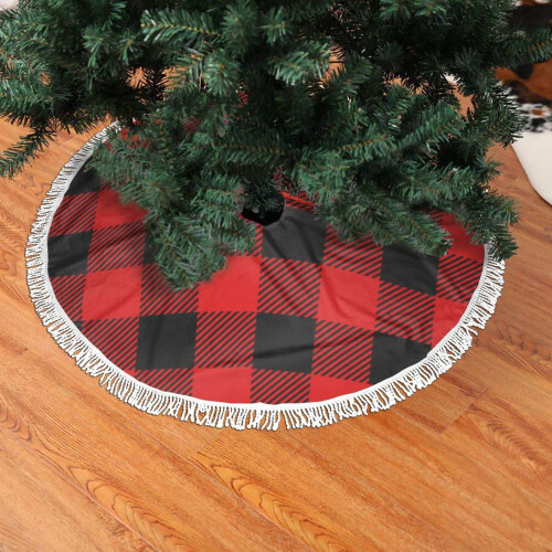 Weihnachtsbaumrock mit Fransen, Spitze, Tartan, 76 cm