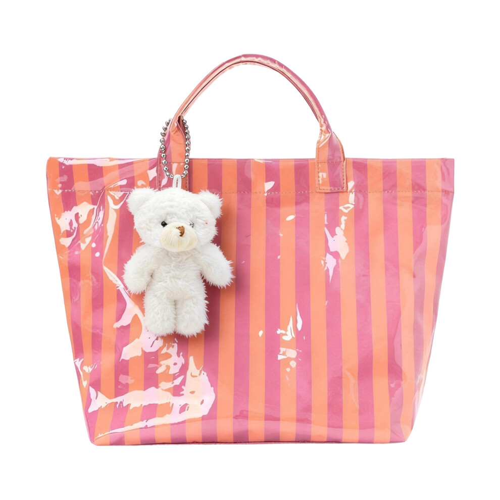 Orange Fashionable Color Block Bag Practical Pvc Handbag