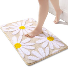 Roze antislip badkamermat met madeliefjesmotief, gemaakt van microvezel, 16x24 inch