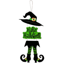 Décoration d'Halloween : Porte fantôme sorcière, citrouille et squelette