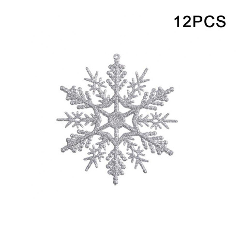 Snowflake Christmas Ornaments Silver 12 pcs 3.9 inch