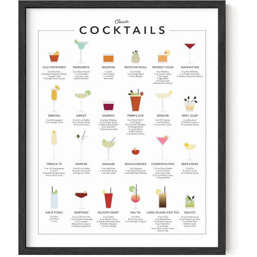 Decoração de parede para bar/cozinha, preta, 40x50cm (16x20 polegadas).
