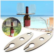 Wooden Bottle and Glass Holder Set – 2-Piece Wine Rack