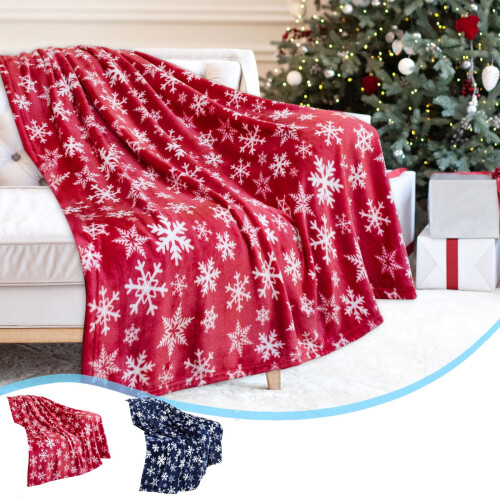 Red Snowflake Christmas Throw Blanket 130x100cm