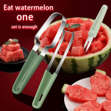 3-in-1 Wassermelonenschneider-Set mit Gabel und Eisstiel-Ausstecher