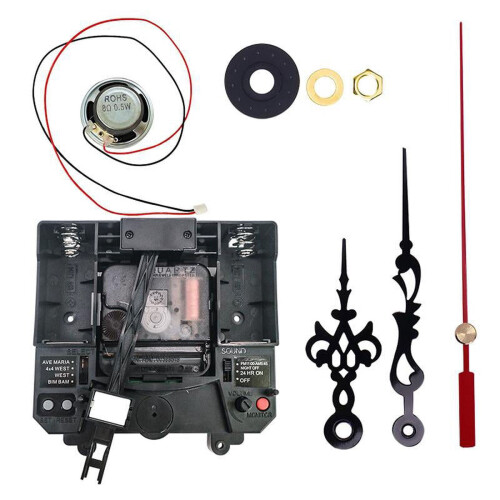 Kit de mecanismo de relógio de parede com pêndulo de quartzo e caixa de música.
