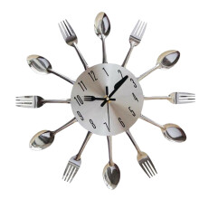 Horloge murale en métal blanc, décoration de cuisine
