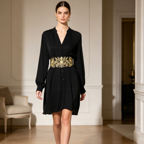 Multipurpose Embroidered Waist Sash For Cultural Event-Black 1