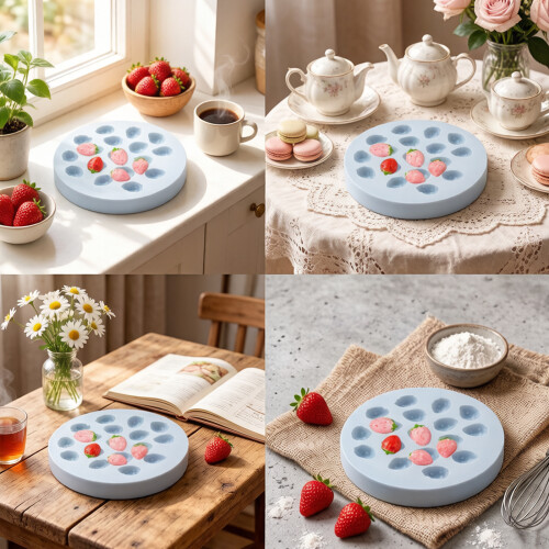 Outil de cuisson en Silicone en forme de fraise, 17 puits, 1