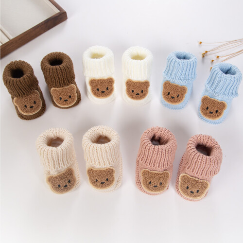 Infant Team Socks with Not Slip Silicone Pad Charming-brown 2