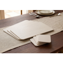 8 X Placemat/Coaster Set Wood Veneer Cream 29x21Cm