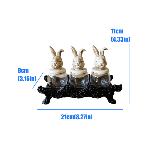 Convenient Rabbit Spices Jars Set Kitchen Organization Resin 2