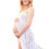 Breathable Comfortable Fabric Maternity Long Dress-White M 4