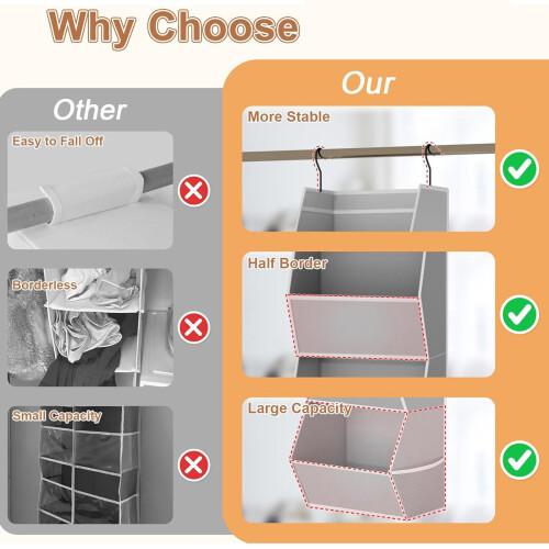 Pliable Hanging Closet For Room Storage No Tools Assembly-Gray 1