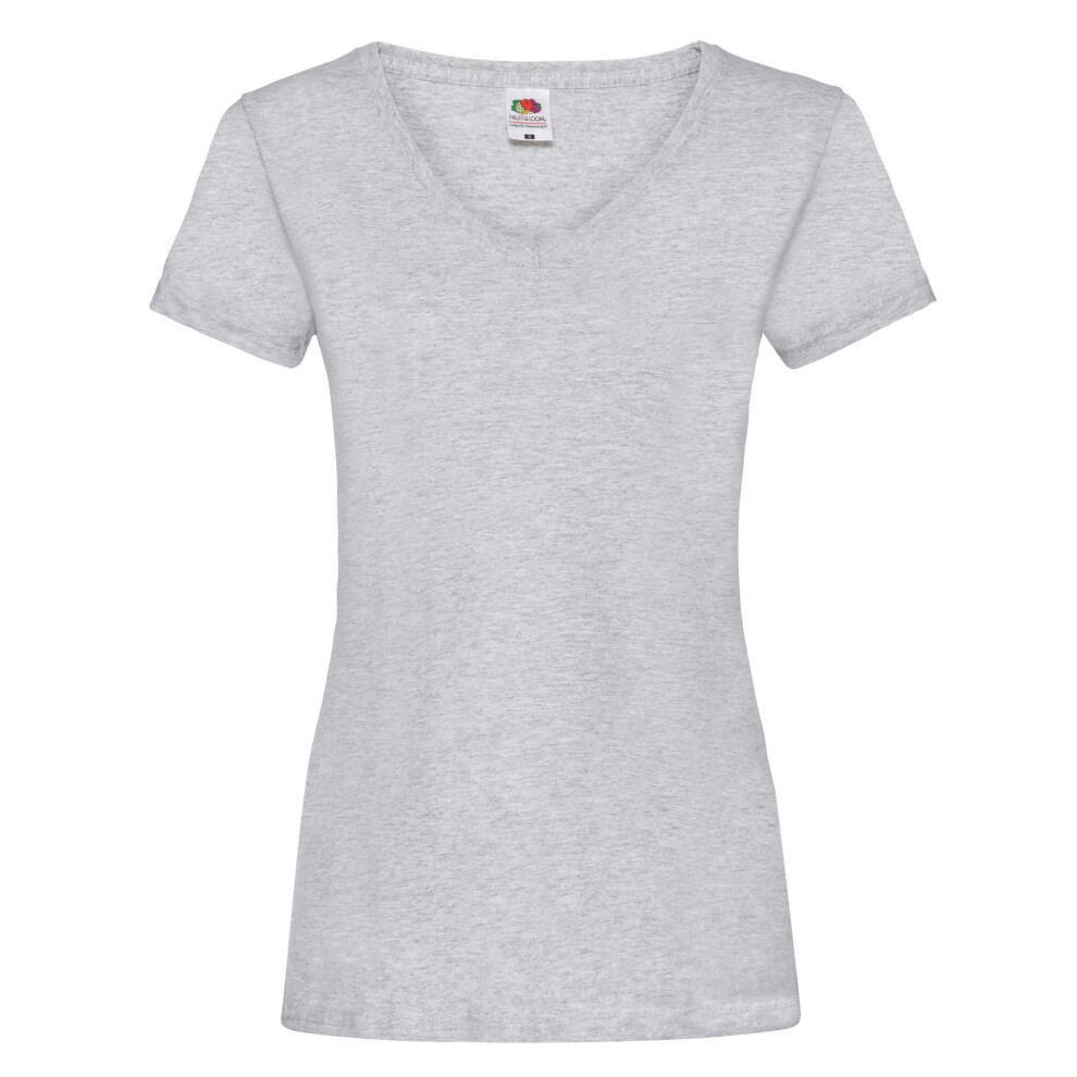 Fruit Of The Loom (Xl, Heather ) Womens/Ladies Valueweight Heather Deep V T-Shirt Grey