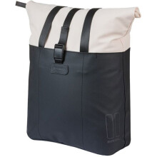Panier velo - sacoche velo Basil Sac VIVE pour vélo, système de crochets MIK, 15-20 L, étanche, blanc cassé/noir