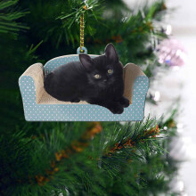 Black Cat Christmas Ornament Acrylic 2-Sided