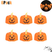 Halloween pumpkin tea lights battery operated 6 pack