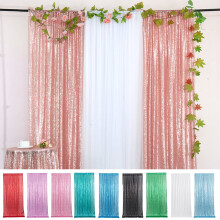 Pink sequin curtain solid color 2-panel set
