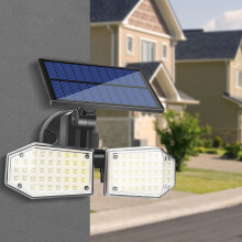 Lampe murale solaire à double tête rotative avec capteur de présence humaine