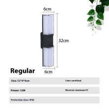 Applique murale LED en aluminium et polycarbonate, style moderne, 32 x 6 x 6 cm