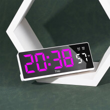 Horloge numérique avec grand affichage de la date, du jour de la semaine et de la température.