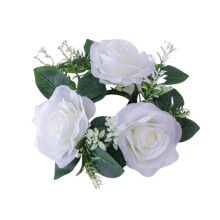 White Pillar Candle Ring Wreath 6 inch