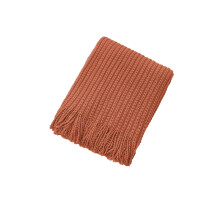 Knitted Fringe Sofa Blanket 127 x 172 cm Brown