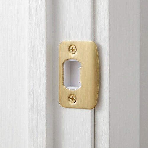 1Set Metal Door Lock Strike Plate with Reinforced Backing for Security 2
