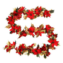 Artificial Christmas Garland with Holly and Poinsettia 5.9