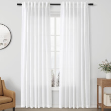 POWKOL linen blend curtains dark blue 59x87 in 2 panels