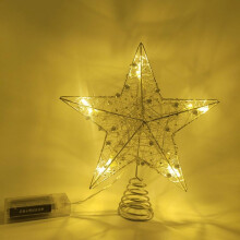 Étoile lumineuse creuse dorée à paillettes pour sapin de Noël