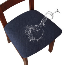 Fundas impermeables de jacquard para sillas de comedor, color azul marino, juego de 4