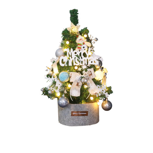 Mini artificial Christmas tree with LED lights white