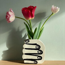 Vaso da fiori in resina fatto a mano, bianco, decorativo da tavolo