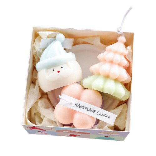 Caixa de presente com vela aromática em formato de macaron para decoração de Natal