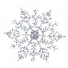 12-Piece Glitter Snowflake Christmas Tree Ornaments Silver