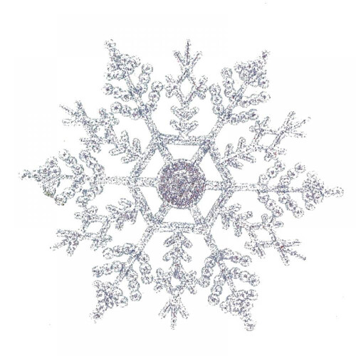 12-Piece Glitter Snowflake Christmas Tree Ornaments Silver