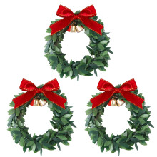 Christmas Wreath with Red Ribbon and Bell Farmhouse Style 1