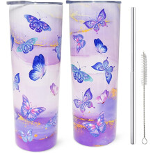 Butterfly Tumbler 20 oz with Lid and Straw