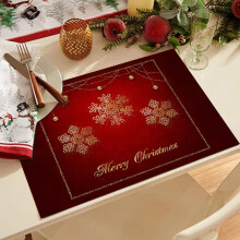 Red Christmas Placemats Set of 6 Waterproof 32x21cm