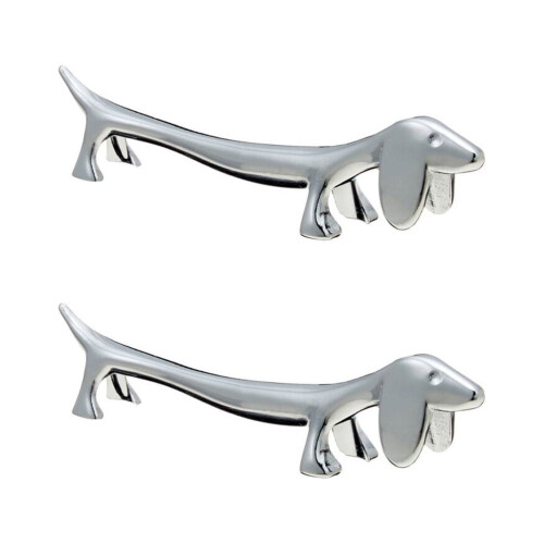 2-delade ätpinnsstöd i silverlegering – hundformade