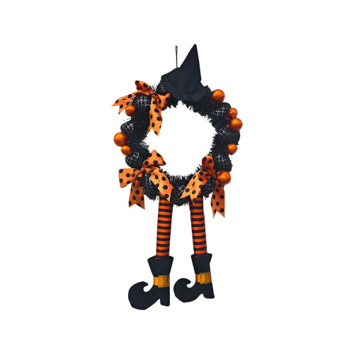 Halloween Door Wreath with Witch Hat 13.4 Inch 1