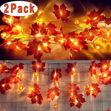 Guirlande lumineuse citrouille et feuille d'érable 1,5 m (lot de 2)