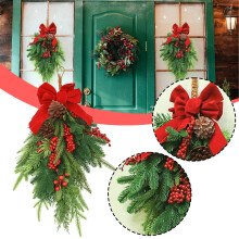 Christmas teardrop bows artificial wreath swag for indoor
